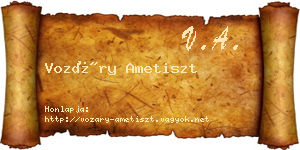 Vozáry Ametiszt névjegykártya